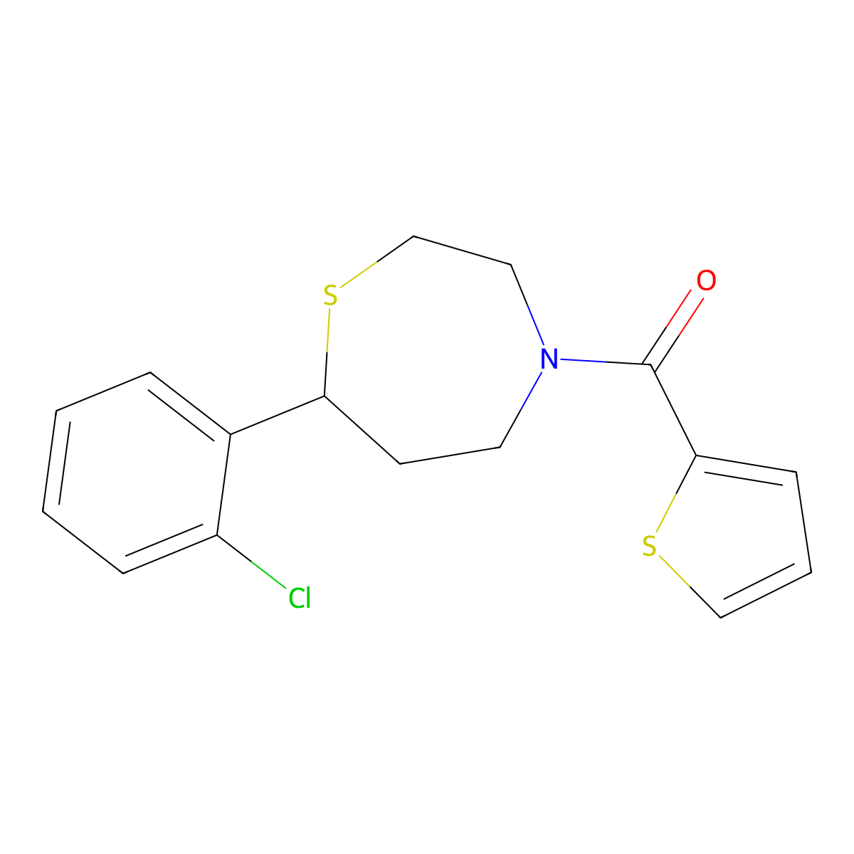 (7-(2-Chlorophenyl)-1,4-thiazepan-4-yl)(thiophen-2-yl)methanone molecular structure, CAS 1797638-04-0