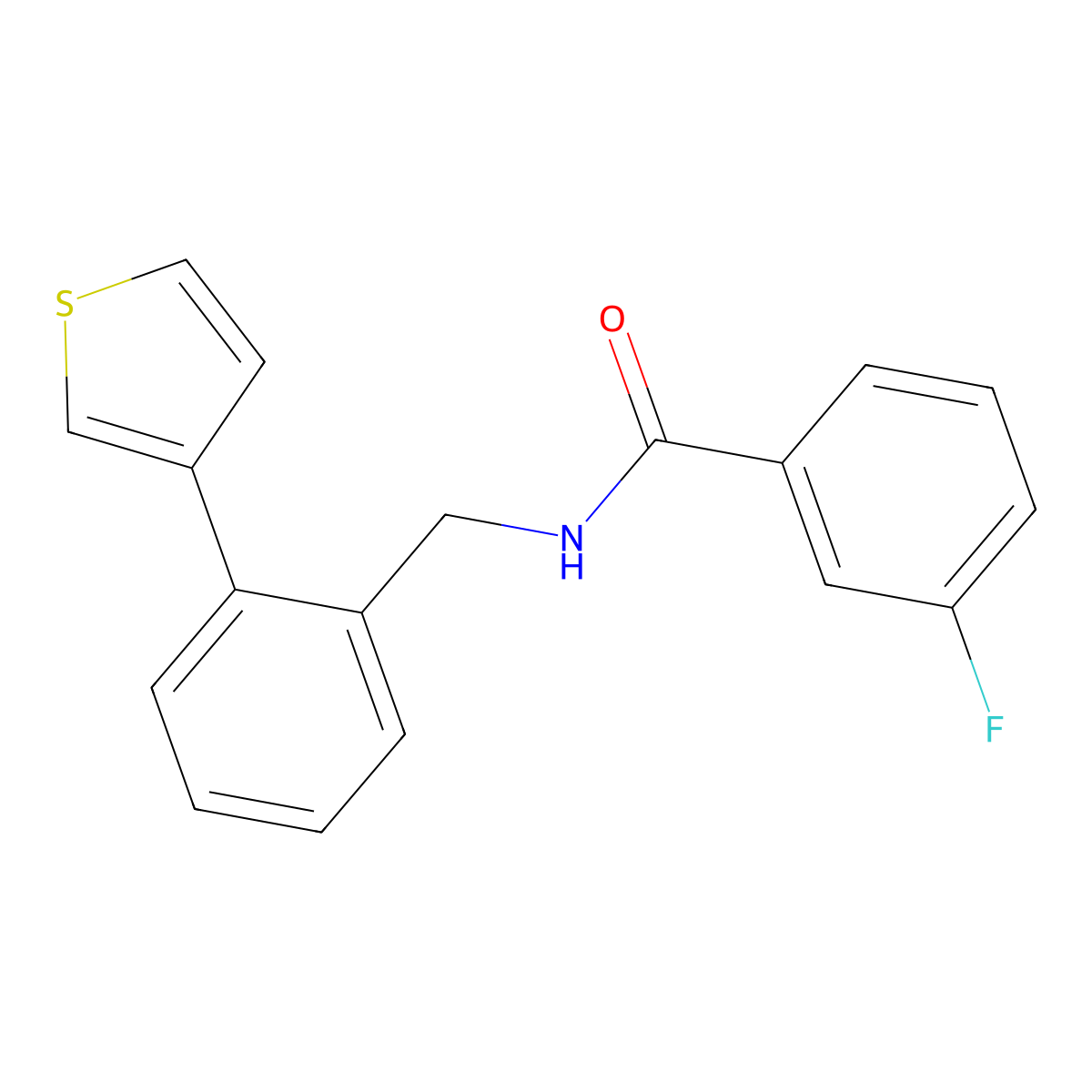 3-fluoro-N-(2-(thiophen-3-yl)benzyl)benzamide molecular structure, CAS 1797638-08-4