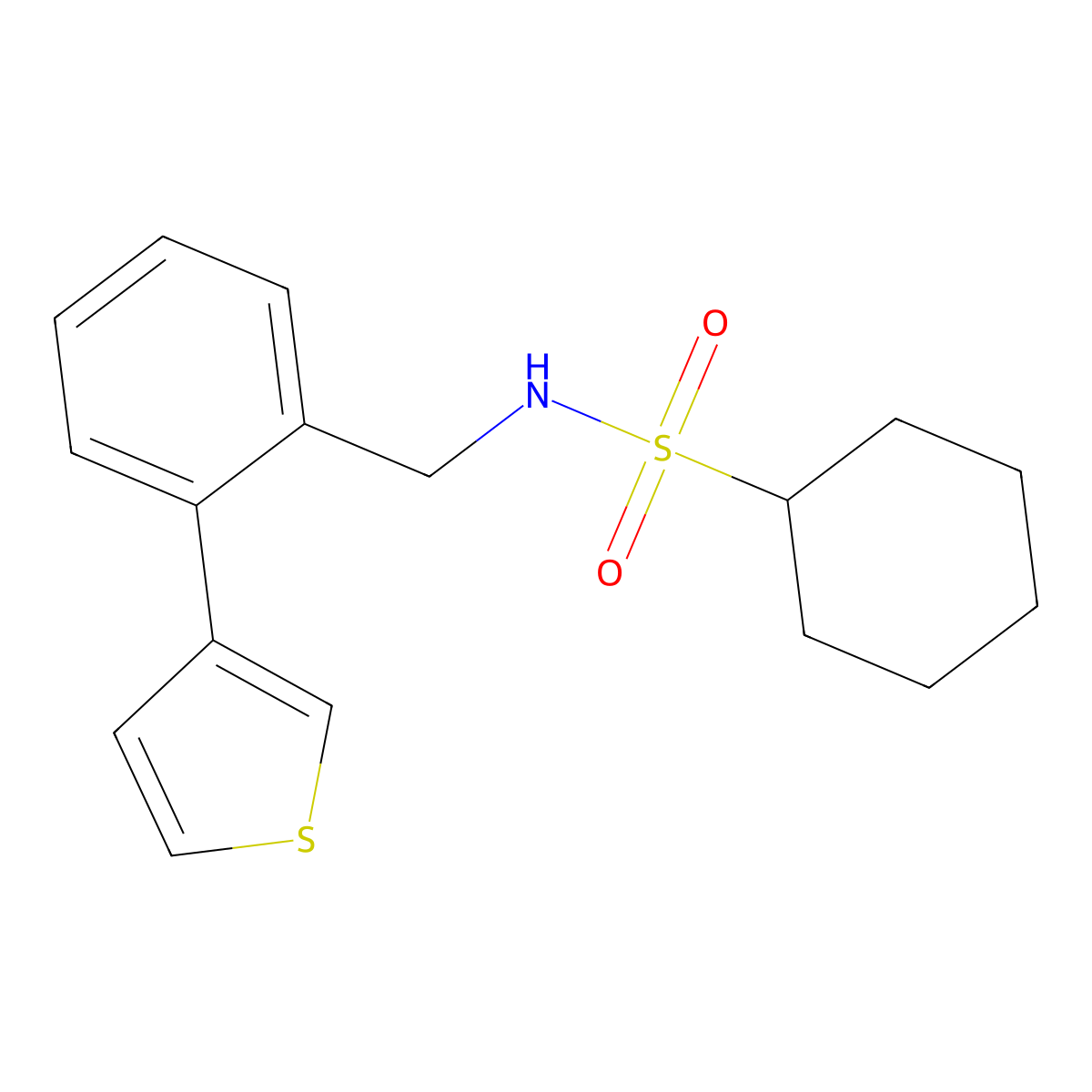 N-(2-(thiophen-3-yl)benzyl)cyclohexanesulfonamide molecular structure, CAS 1797638-14-2