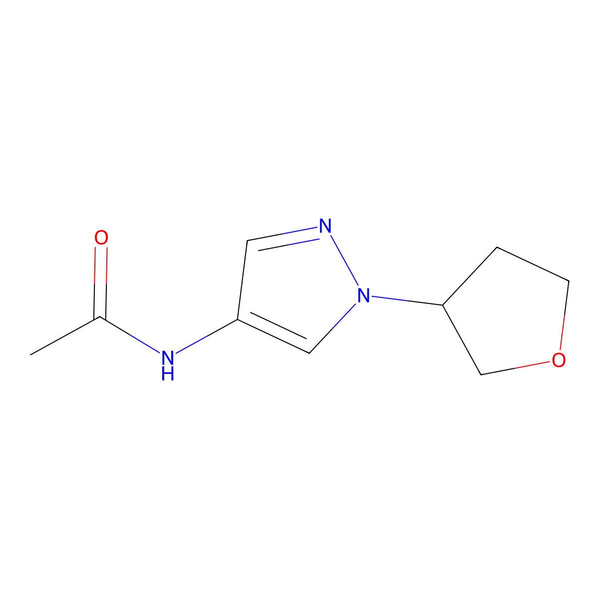 N-(1-(tetrahydrofuran-3-yl)-1H-pyrazol-4-yl)acetamide molecular structure, CAS 1797638-30-2