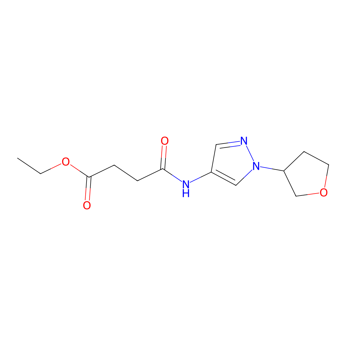 ethyl 4-oxo-4-((1-(tetrahydrofuran-3-yl)-1H-pyrazol-4-yl)amino)butanoate molecular structure, CAS 1797638-35-7