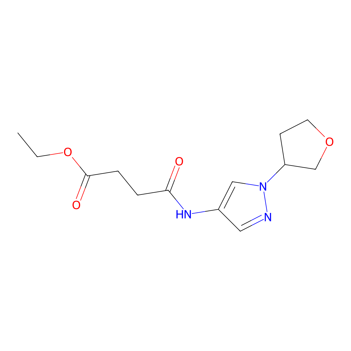 ethyl 4-oxo-4-((1-(tetrahydrofuran-3-yl)-1H-pyrazol-4-yl)amino)butanoate molecular structure, CAS 1797638-35-7