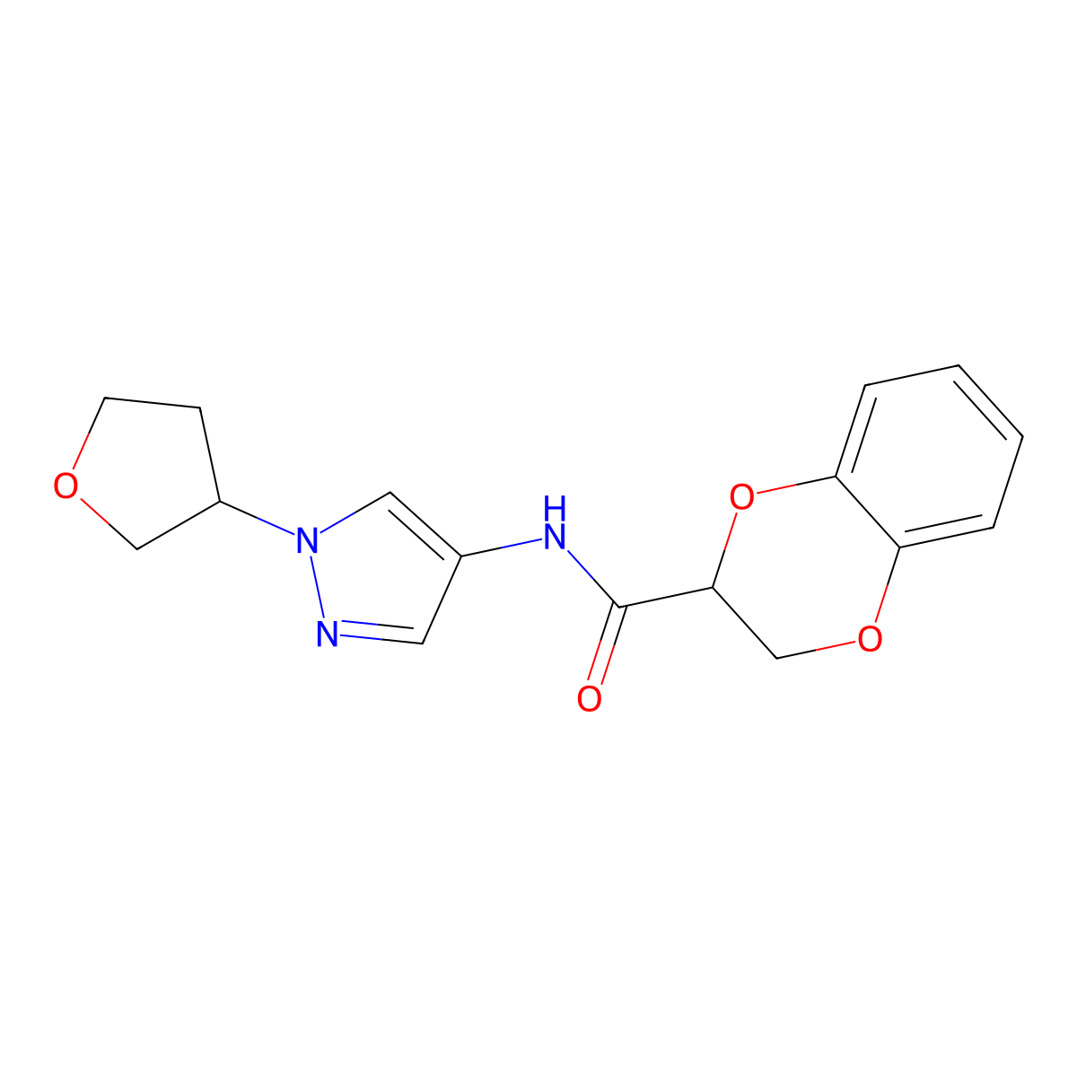 N-(1-(tetrahydrofuran-3-yl)-1H-pyrazol-4-yl)-2,3-dihydrobenzo[b][1,4]dioxine-2-carboxamide molecular structure, CAS 1797638-41-5