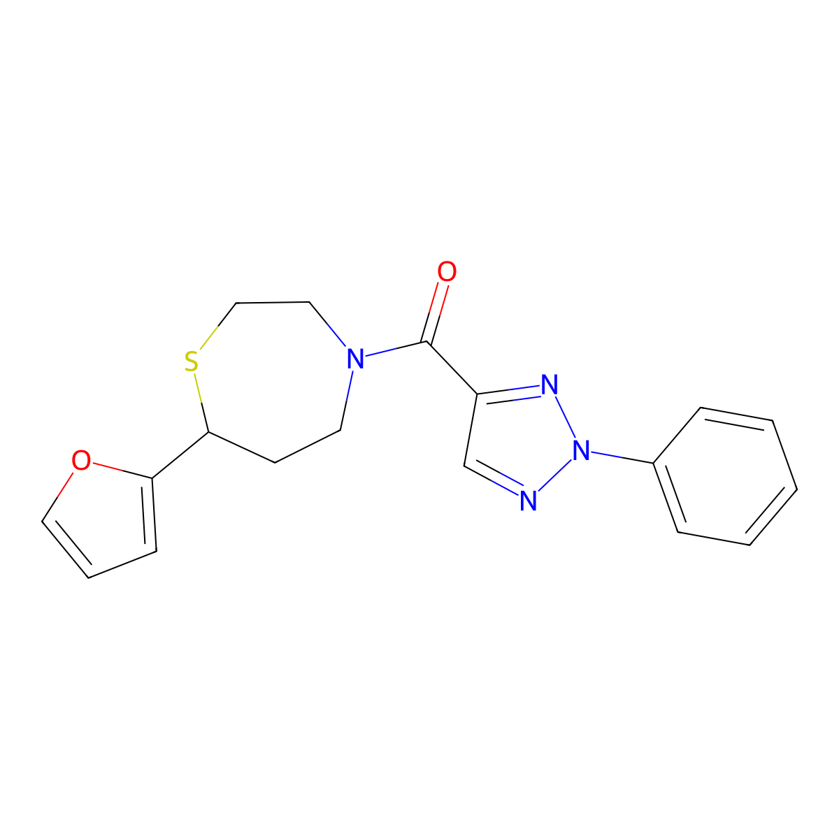 (7-(furan-2-yl)-1,4-thiazepan-4-yl)(2-phenyl-2H-1,2,3-triazol-4-yl)methanone molecular structure, CAS 1797638-59-5