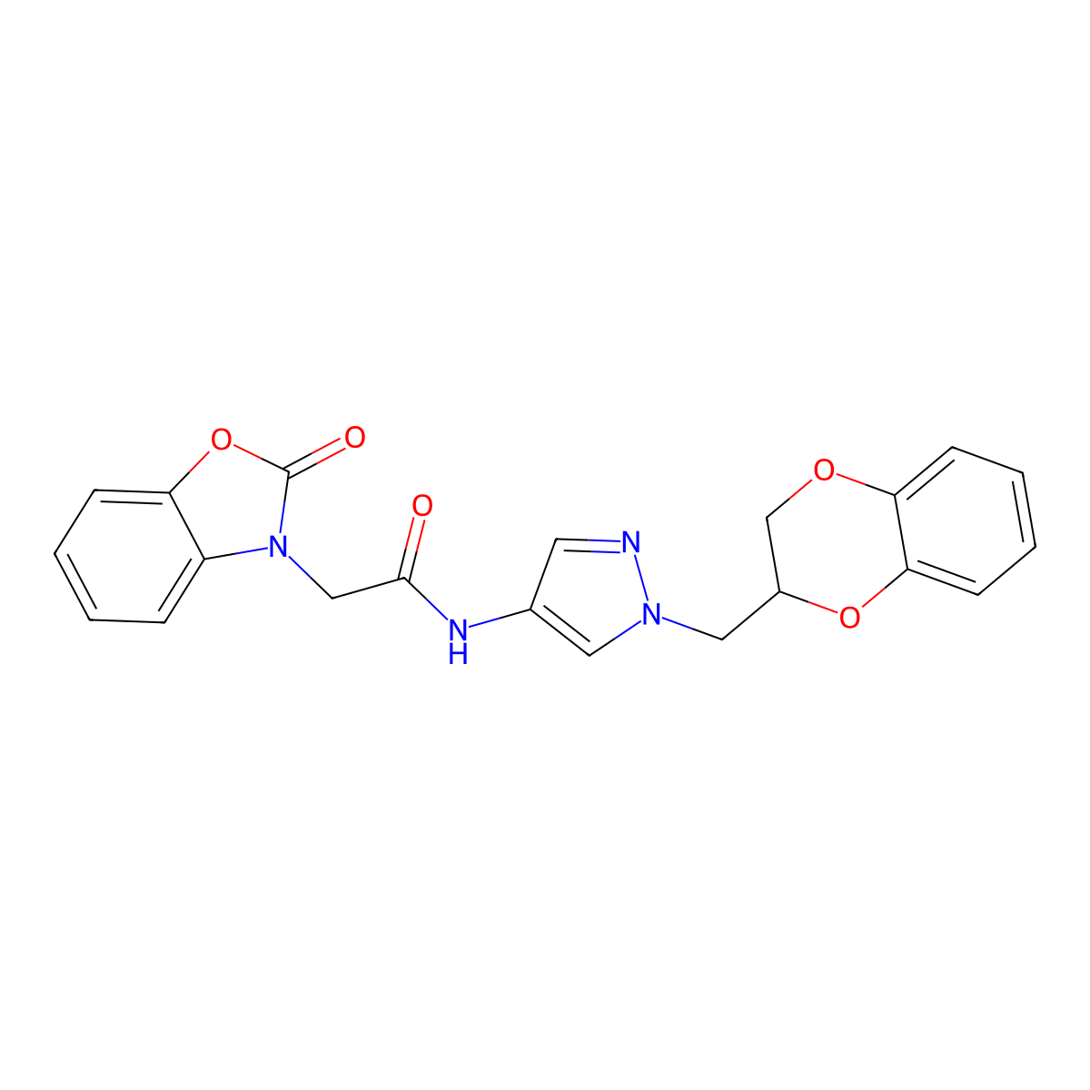 N-(1-((2,3-dihydrobenzo[b][1,4]dioxin-2-yl)methyl)-1H-pyrazol-4-yl)-2-(2-oxobenzo[d]oxazol-3(2H)-yl)acetamide molecular structure, CAS 1797639-33-8