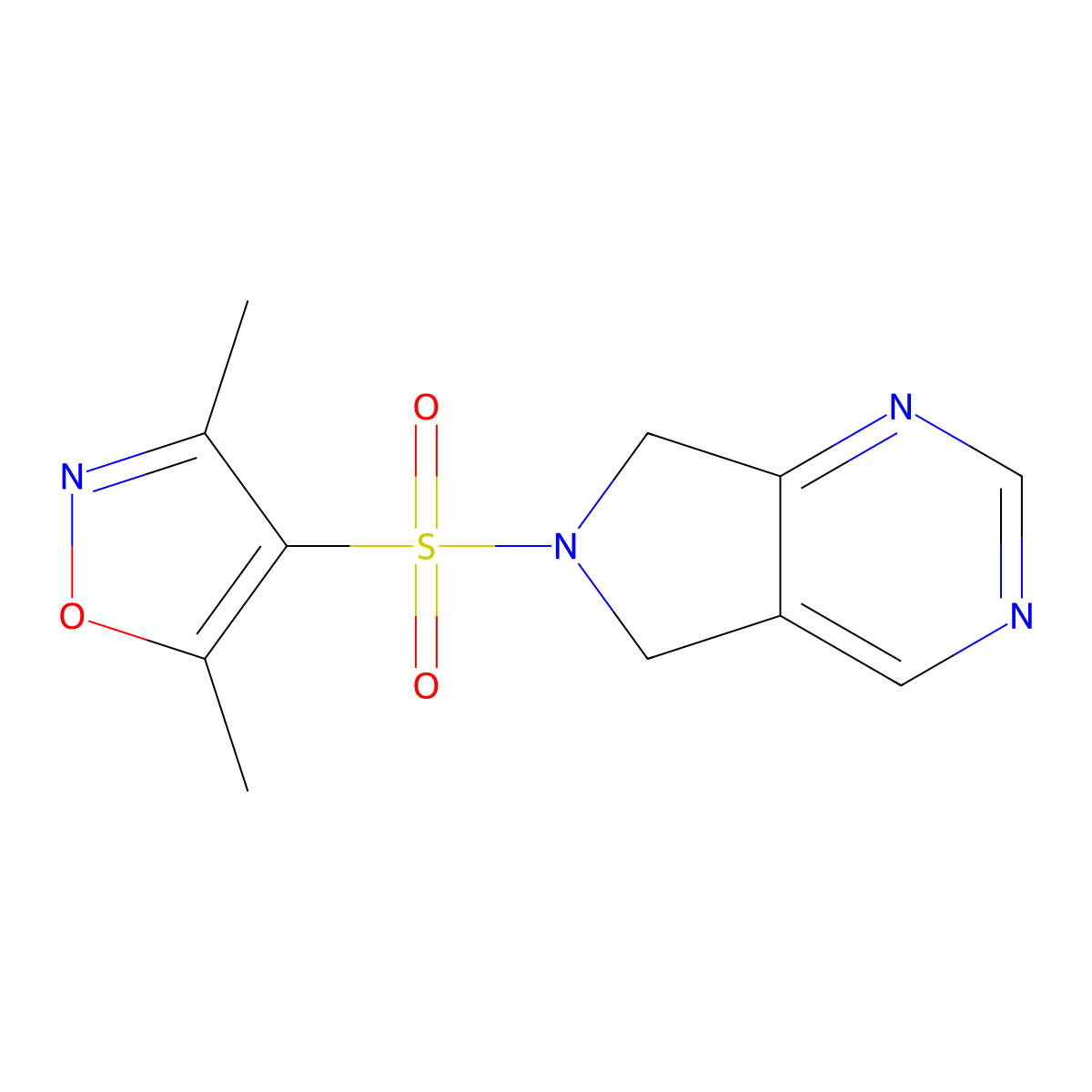 4-((5H-pyrrolo[3,4-d]pyrimidin-6(7H)-yl)sulfonyl)-3,5-dimethylisoxazole molecular structure, CAS 1797639-54-3