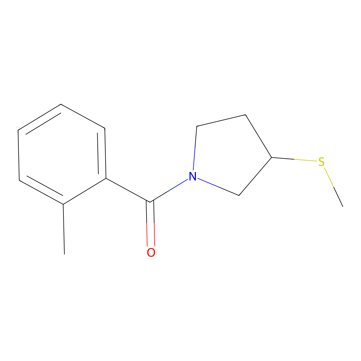(3-(Methylthio)pyrrolidin-1-yl)(o-tolyl)methanone molecular structure, CAS 1797639-62-3