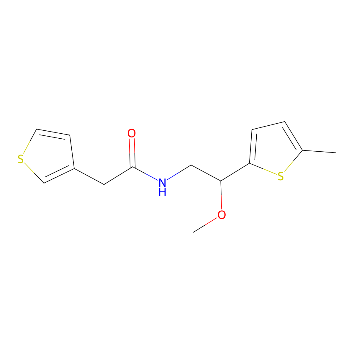 N-[2-Methoxy-2-(5-methylthiophen-2-YL)ethyl]-2-(thiophen-3-YL)acetamide molecular structure, CAS 1797640-20-0