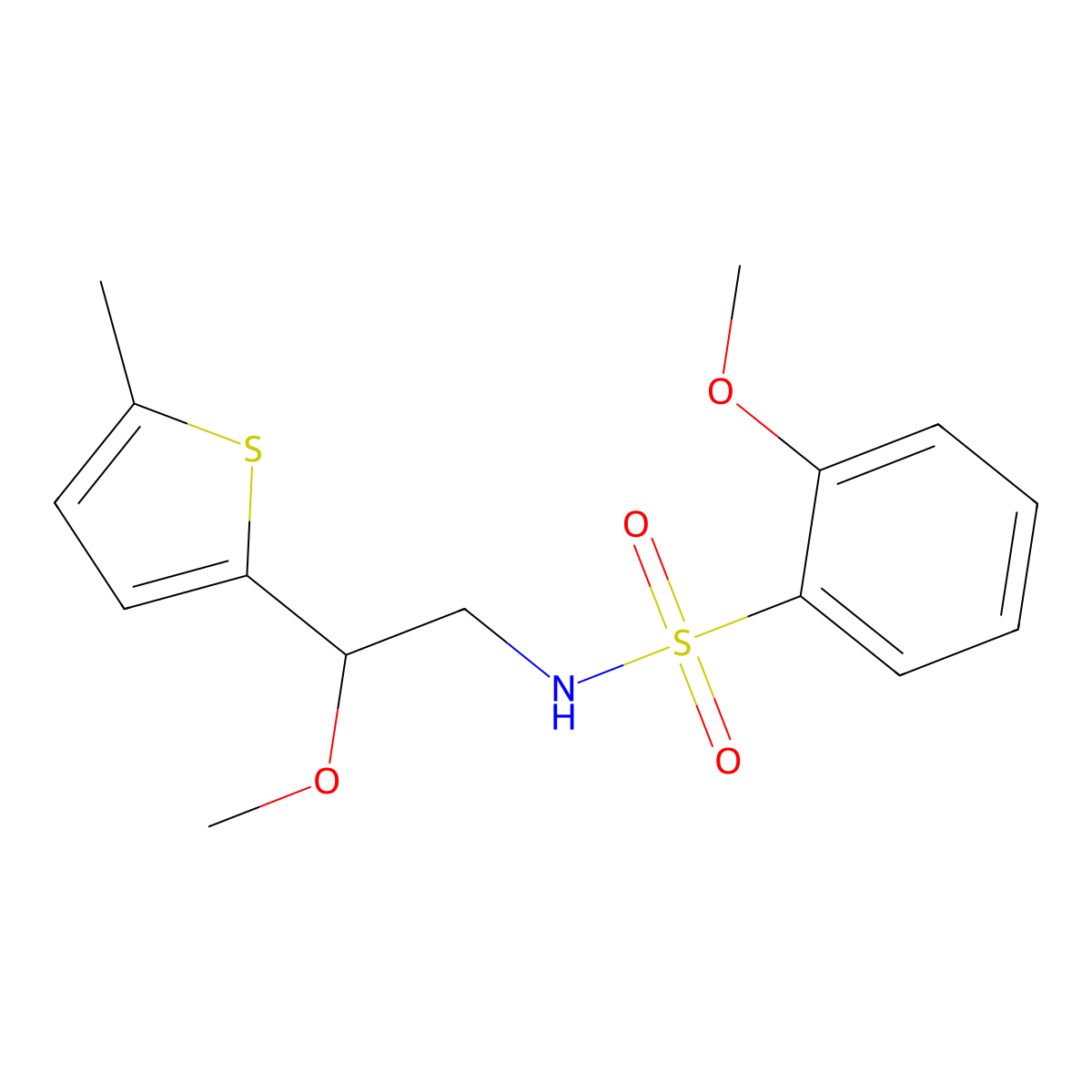 2-methoxy-N-(2-methoxy-2-(5-methylthiophen-2-yl)ethyl)benzenesulfonamide molecular structure, CAS 1797640-29-9