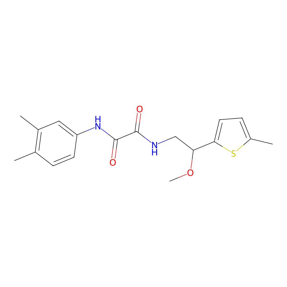 N1-(3,4-dimethylphenyl)-N2-(2-methoxy-2-(5-methylthiophen-2-yl)ethyl)oxalamide molecular structure, CAS 1797640-37-9