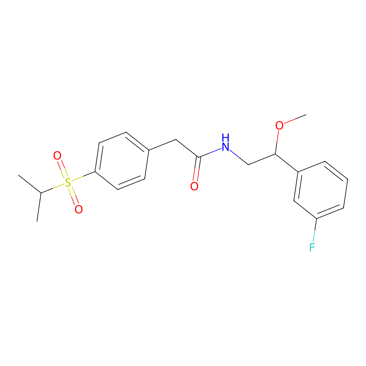 N-(2-(3-fluorophenyl)-2-methoxyethyl)-2-(4-(isopropylsulfonyl)phenyl)acetamide molecular structure, CAS 1797640-71-1