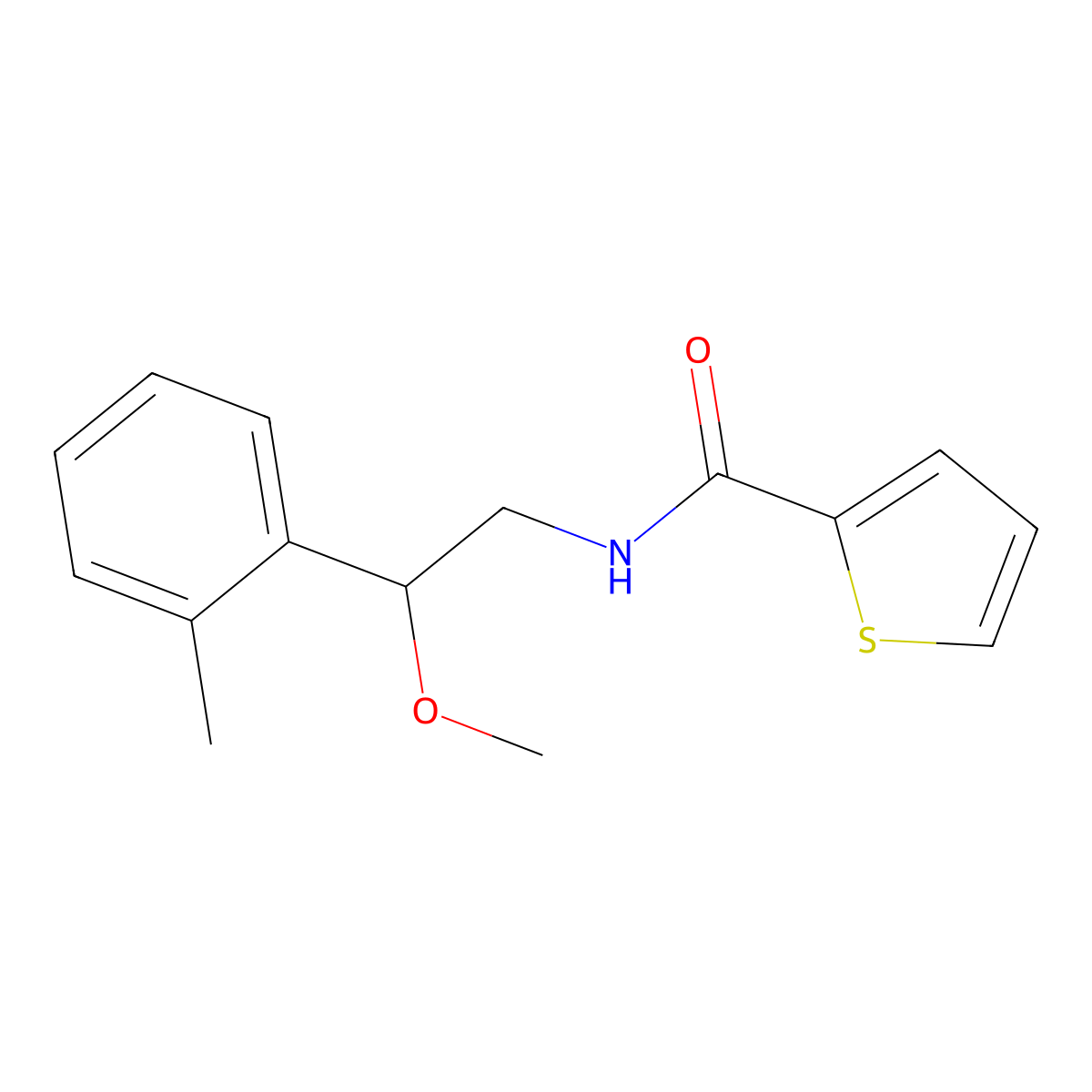 N-(2-methoxy-2-(o-tolyl)ethyl)thiophene-2-carboxamide molecular structure, CAS 1797641-02-1