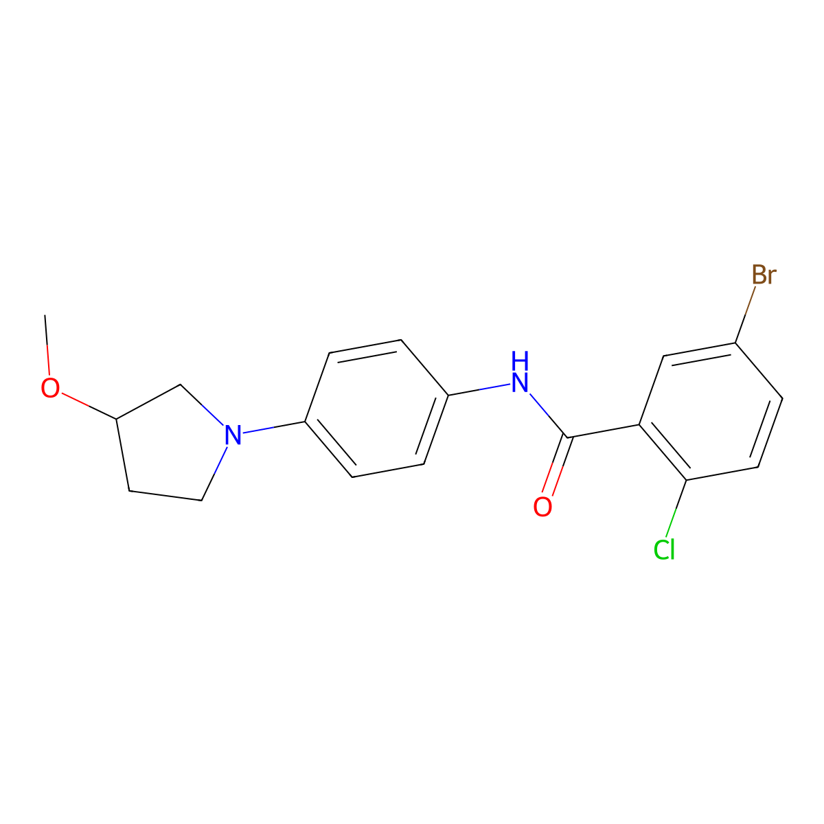 5-Bromo-2-chloro-N-[4-(3-methoxypyrrolidin-1-YL)phenyl]benzamide molecular structure, CAS 1797641-05-4