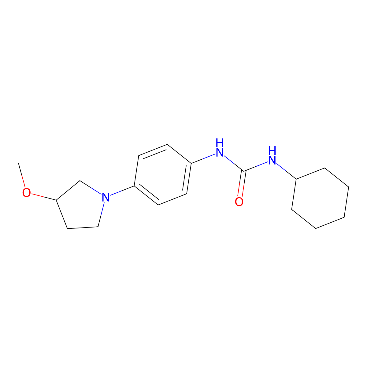 1-Cyclohexyl-3-(4-(3-methoxypyrrolidin-1-yl)phenyl)urea molecular structure, CAS 1797641-14-5