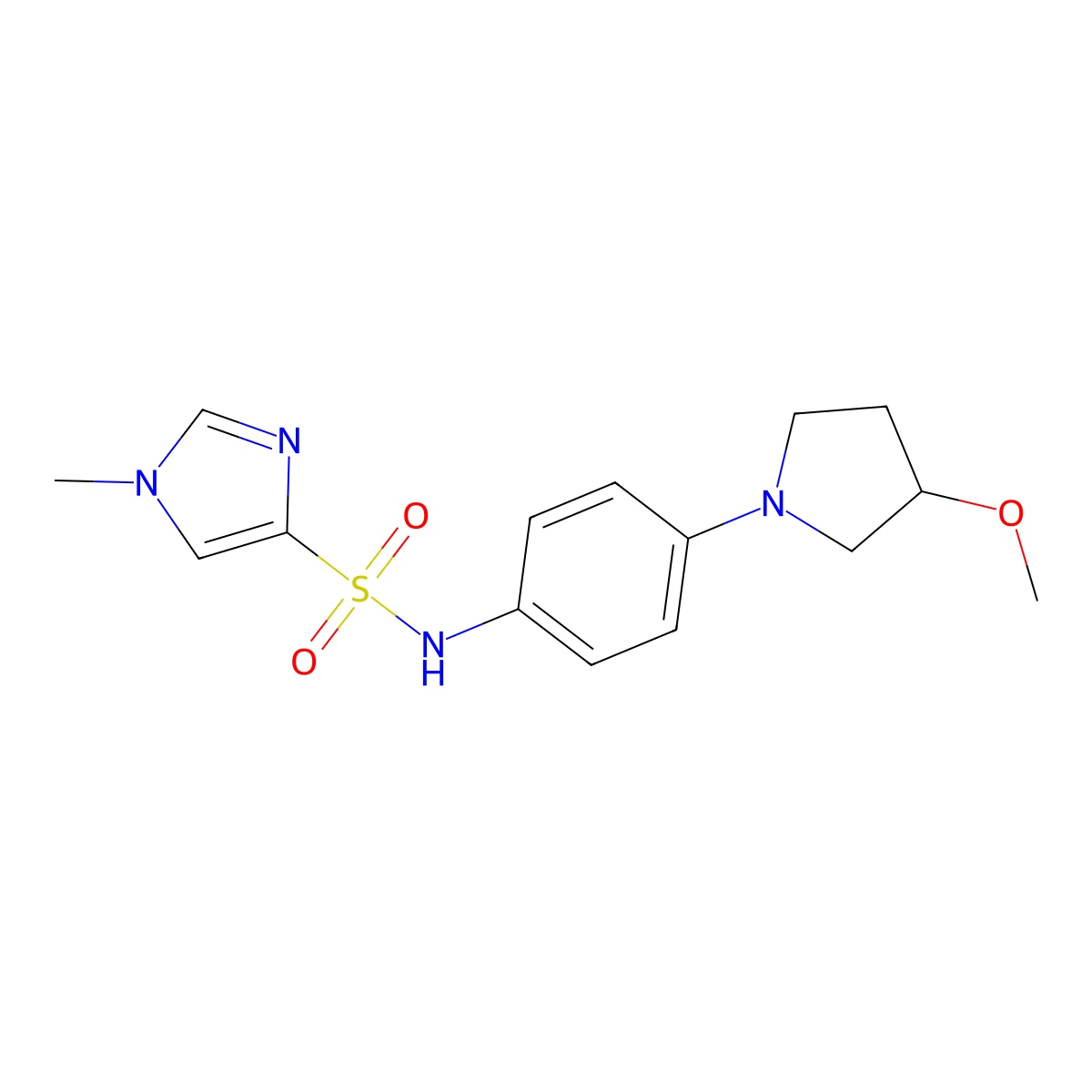 N-[4-(3-methoxypyrrolidin-1-yl)phenyl]-1-methyl-1H-imidazole-4-sulfonamide molecular structure, CAS 1797641-57-6