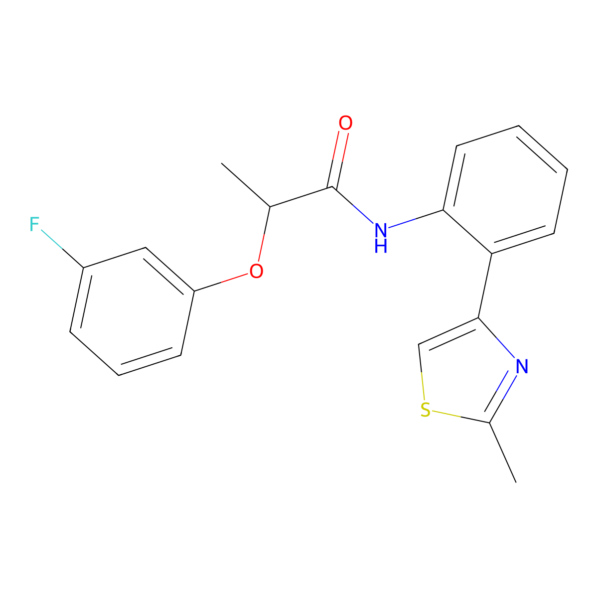 2-(3-fluorophenoxy)-N-(2-(2-methylthiazol-4-yl)phenyl)propanamide molecular structure, CAS 1797641-83-8