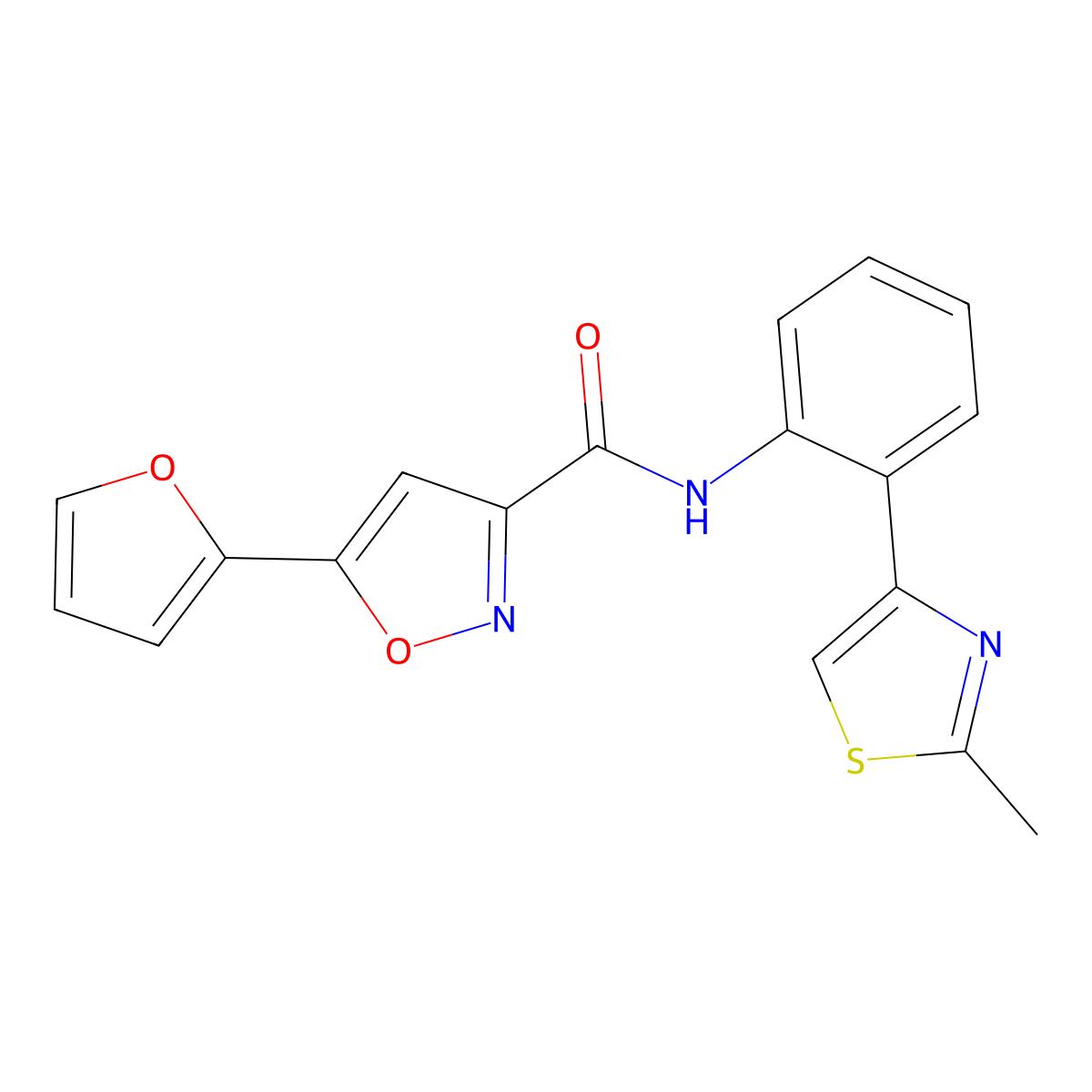 5-(furan-2-yl)-N-(2-(2-methylthiazol-4-yl)phenyl)isoxazole-3-carboxamide molecular structure, CAS 1797642-02-4