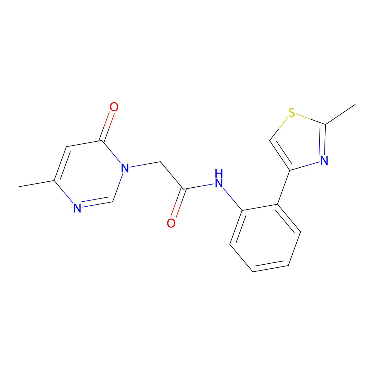 2-(4-methyl-6-oxopyrimidin-1(6H)-yl)-N-(2-(2-methylthiazol-4-yl)phenyl)acetamide molecular structure, CAS 1797642-11-5