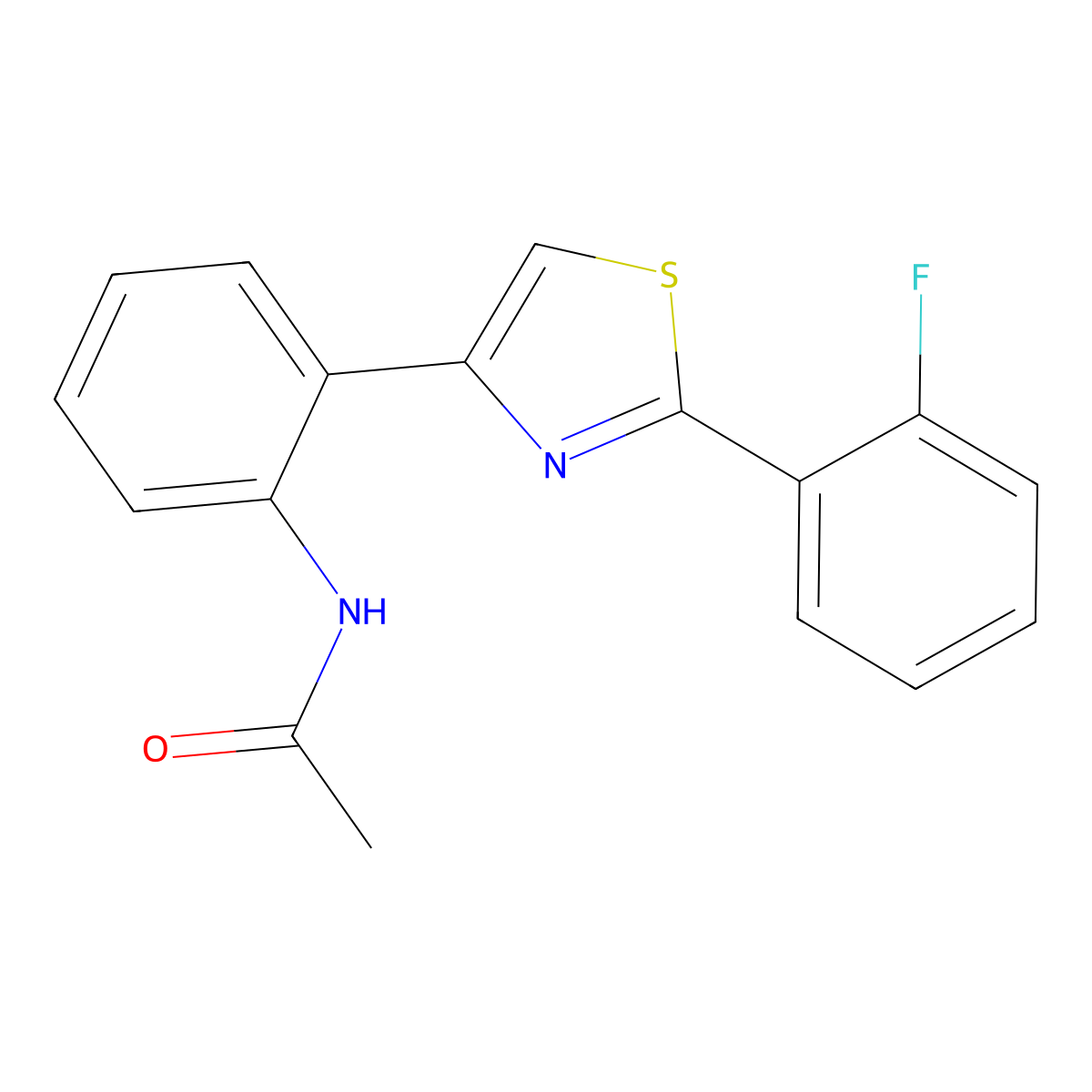 N-(2-(2-(2-fluorophenyl)thiazol-4-yl)phenyl)acetamide molecular structure, CAS 1797642-32-0