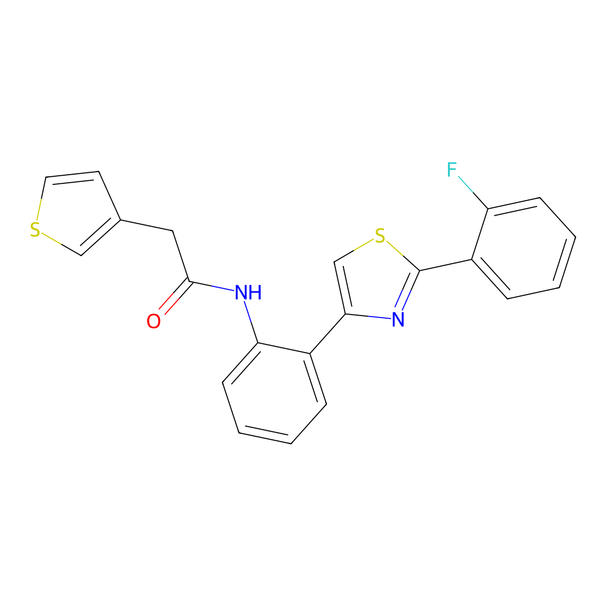 N-(2-(2-(2-fluorophenyl)thiazol-4-yl)phenyl)-2-(thiophen-3-yl)acetamide molecular structure, CAS 1797642-41-1