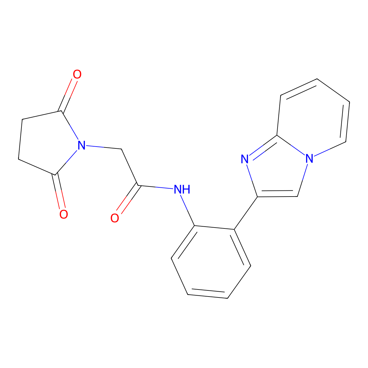 2-(2,5-dioxopyrrolidin-1-yl)-N-(2-(imidazo[1,2-a]pyridin-2-yl)phenyl)acetamide molecular structure, CAS 1797642-67-1