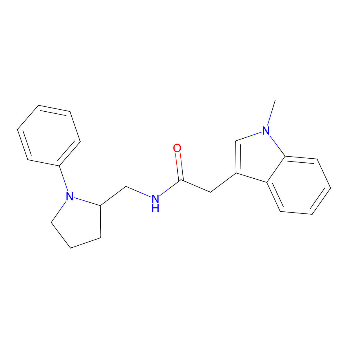 2-(1-methyl-1H-indol-3-yl)-N-((1-phenylpyrrolidin-2-yl)methyl)acetamide molecular structure, CAS 1797643-10-7