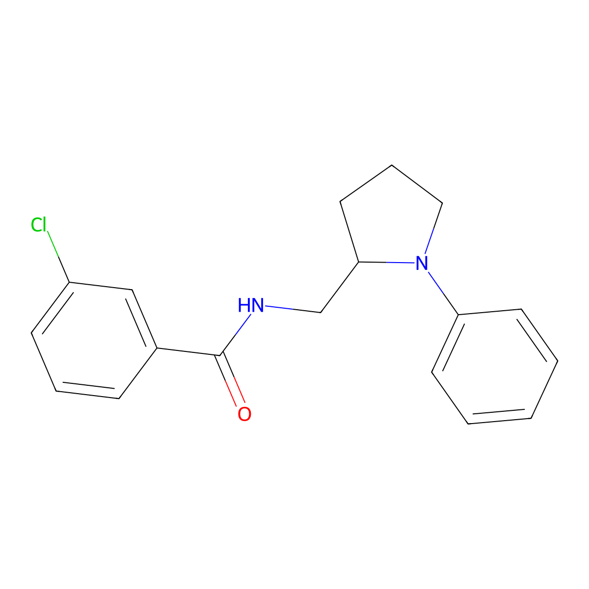 3-chloro-N-[(1-phenylpyrrolidin-2-yl)methyl]benzamide molecular structure, CAS 1797643-26-5