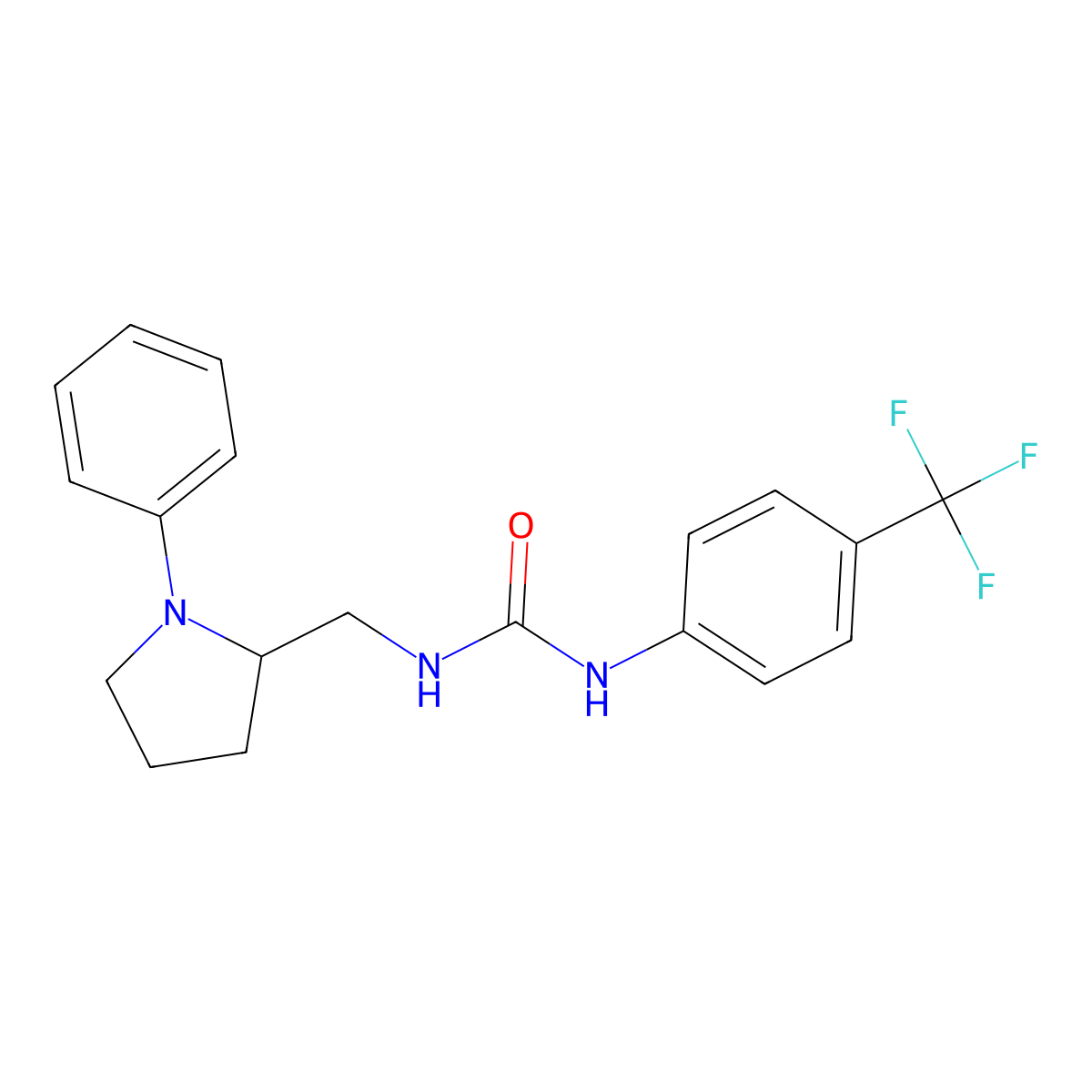 1-((1-Phenylpyrrolidin-2-yl)methyl)-3-(4-(trifluoromethyl)phenyl)urea molecular structure, CAS 1797643-33-4