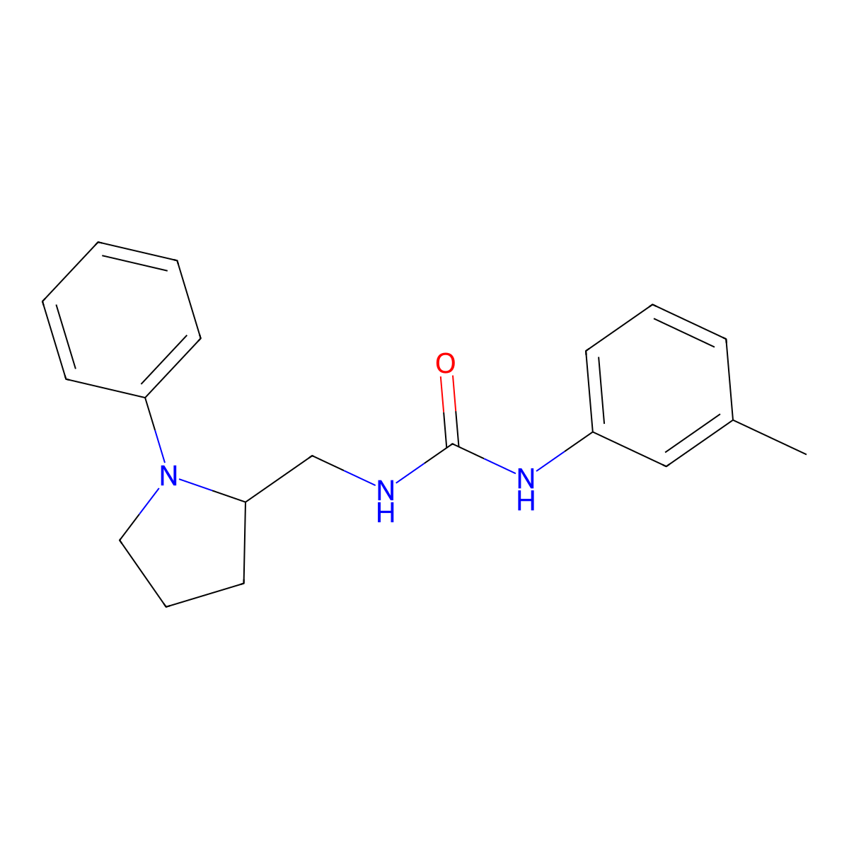 1-((1-Phenylpyrrolidin-2-yl)methyl)-3-(m-tolyl)urea molecular structure, CAS 1797643-38-9