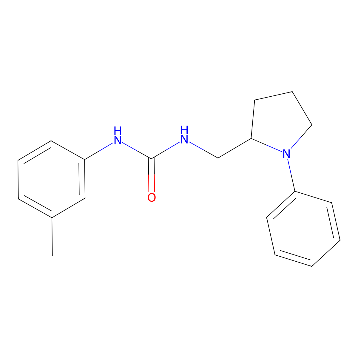 1-((1-Phenylpyrrolidin-2-yl)methyl)-3-(m-tolyl)urea molecular structure, CAS 1797643-38-9