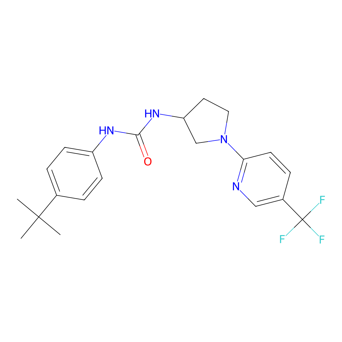 1-(4-(Tert-butyl)phenyl)-3-(1-(5-(trifluoromethyl)pyridin-2-yl)pyrrolidin-3-yl)urea molecular structure, CAS 1797643-75-4