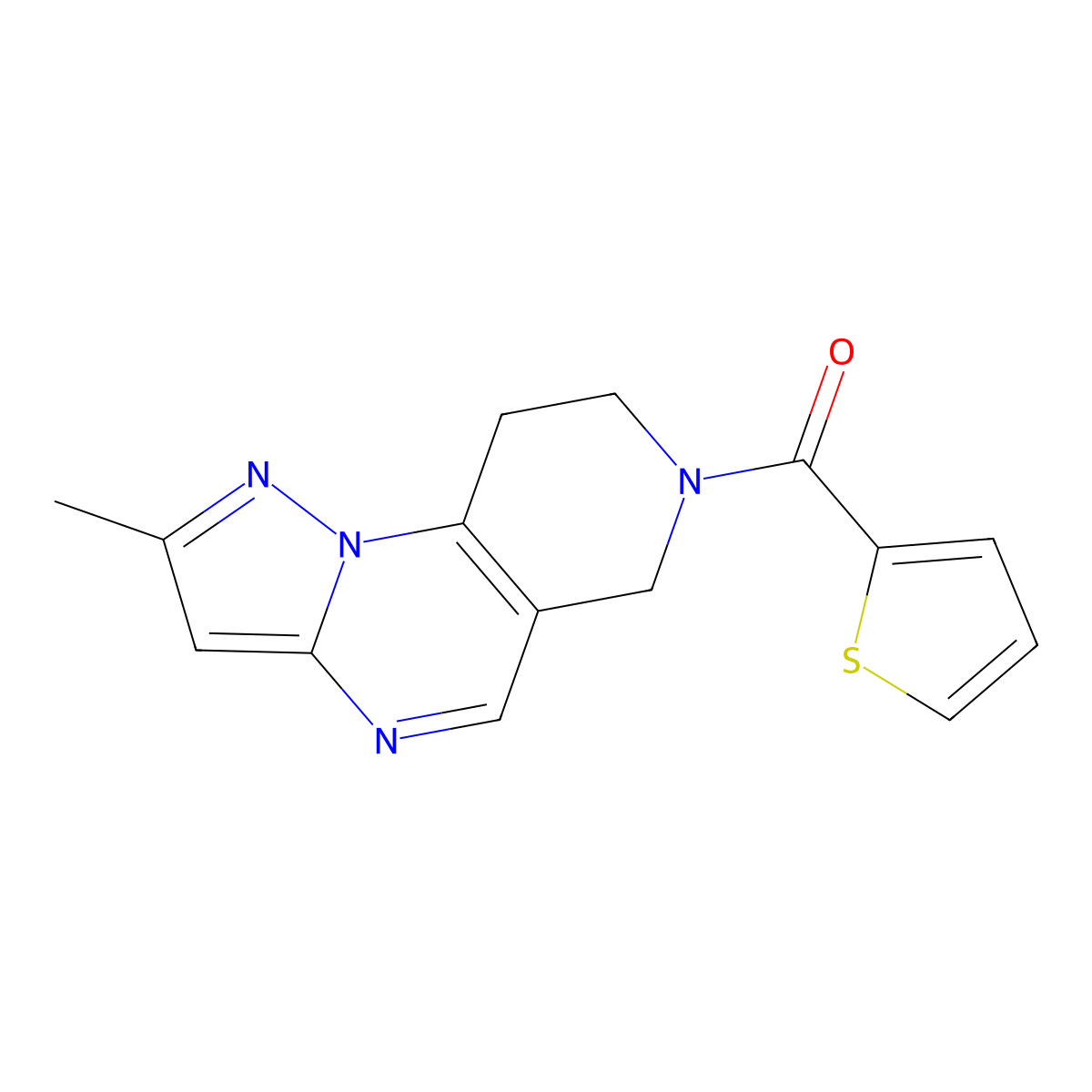 (2-methyl-8,9-dihydropyrazolo[1,5-a]pyrido[3,4-e]pyrimidin-7(6H)-yl)(thiophen-2-yl)methanone molecular structure, CAS 1797643-86-7