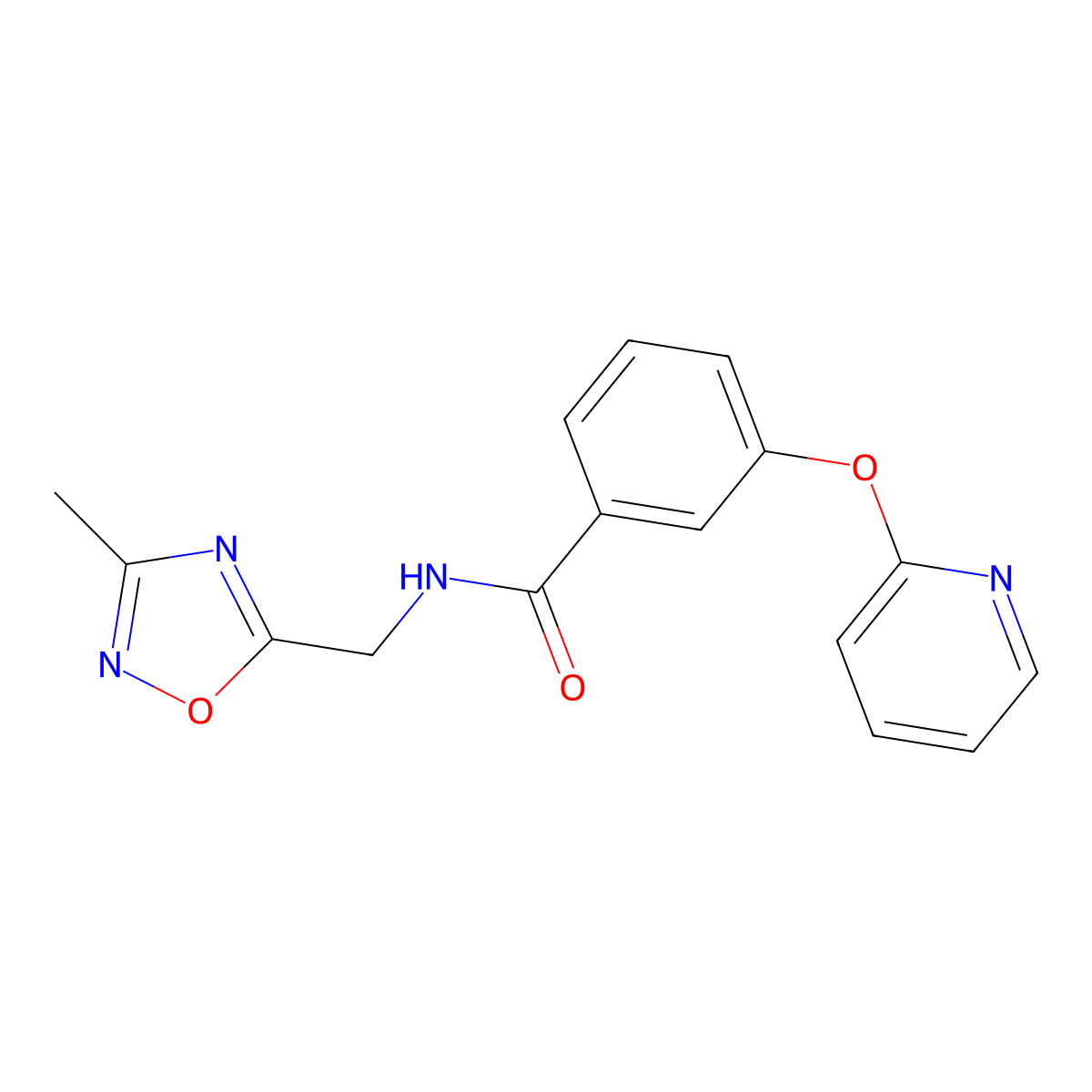 N-((3-methyl-1,2,4-oxadiazol-5-yl)methyl)-3-(pyridin-2-yloxy)benzamide molecular structure, CAS 1797644-36-0