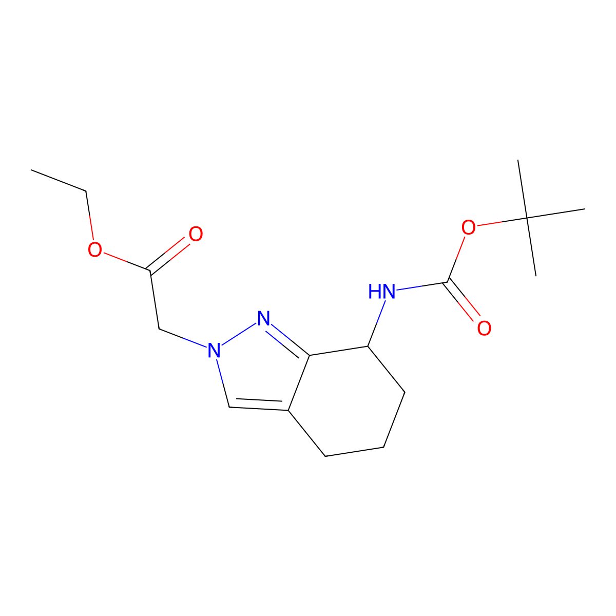 ethyl 2-(7-{[(tert-butoxy)carbonyl]amino}-4,5,6,7-tetrahydro-2H-indazol-2-yl)acetate molecular structure, CAS 1797646-46-8