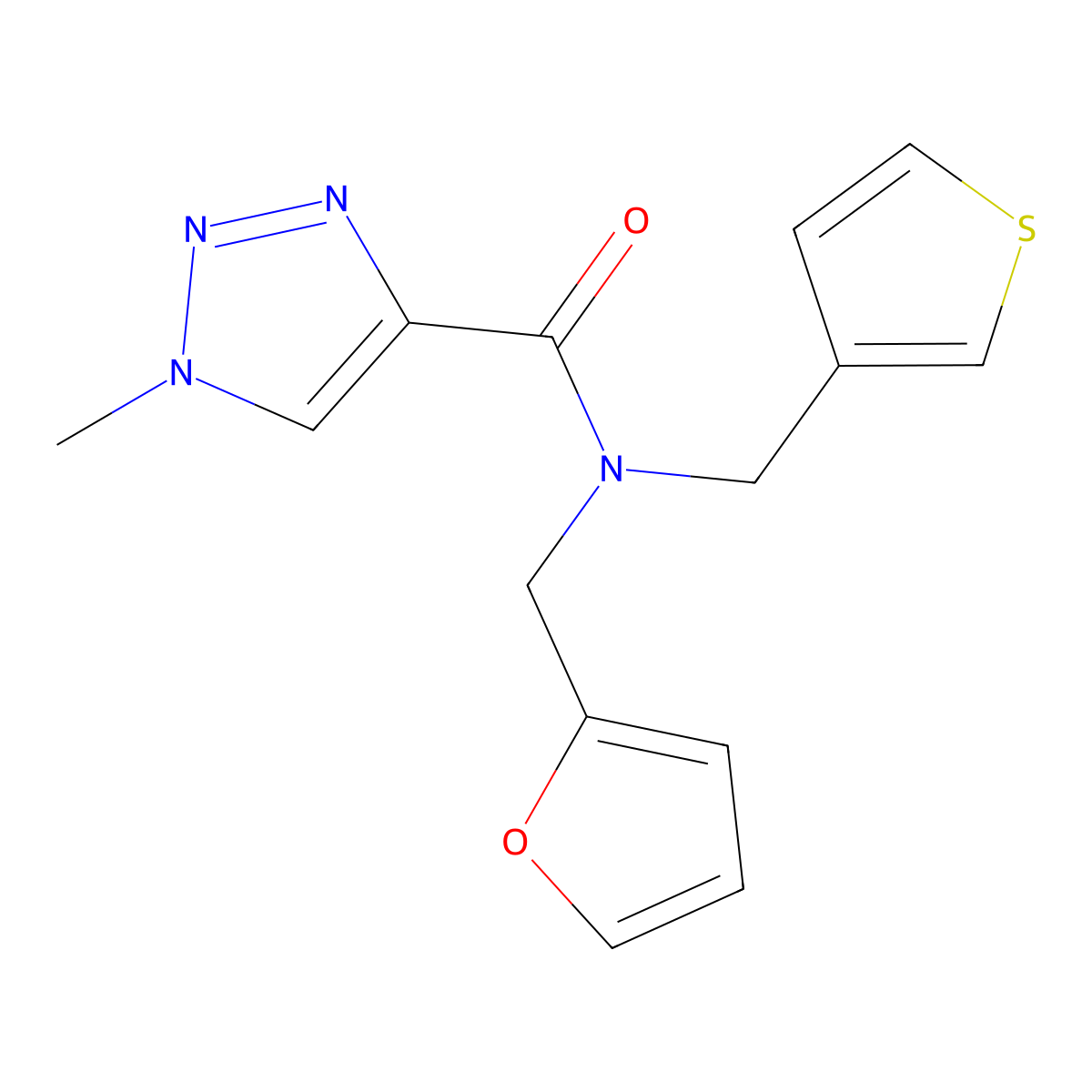N-(furan-2-ylmethyl)-1-methyl-N-(thiophen-3-ylmethyl)-1H-1,2,3-triazole-4-carboxamide molecular structure, CAS 1797646-55-9