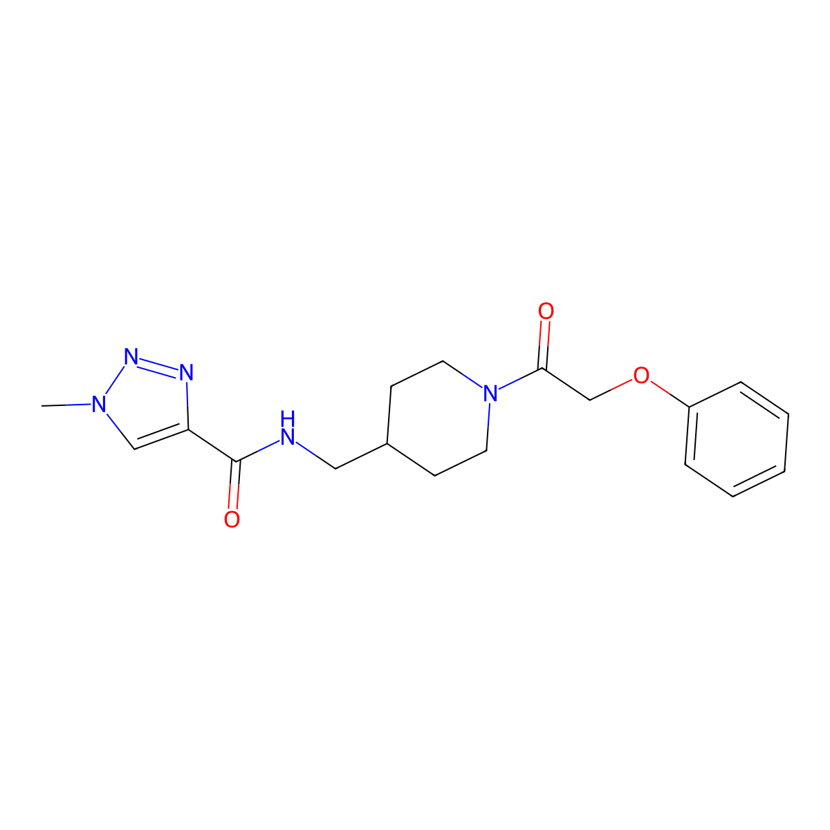 1-methyl-N-{[1-(2-phenoxyacetyl)piperidin-4-yl]methyl}-1H-1,2,3-triazole-4-carboxamide molecular structure, CAS 1797647-39-2