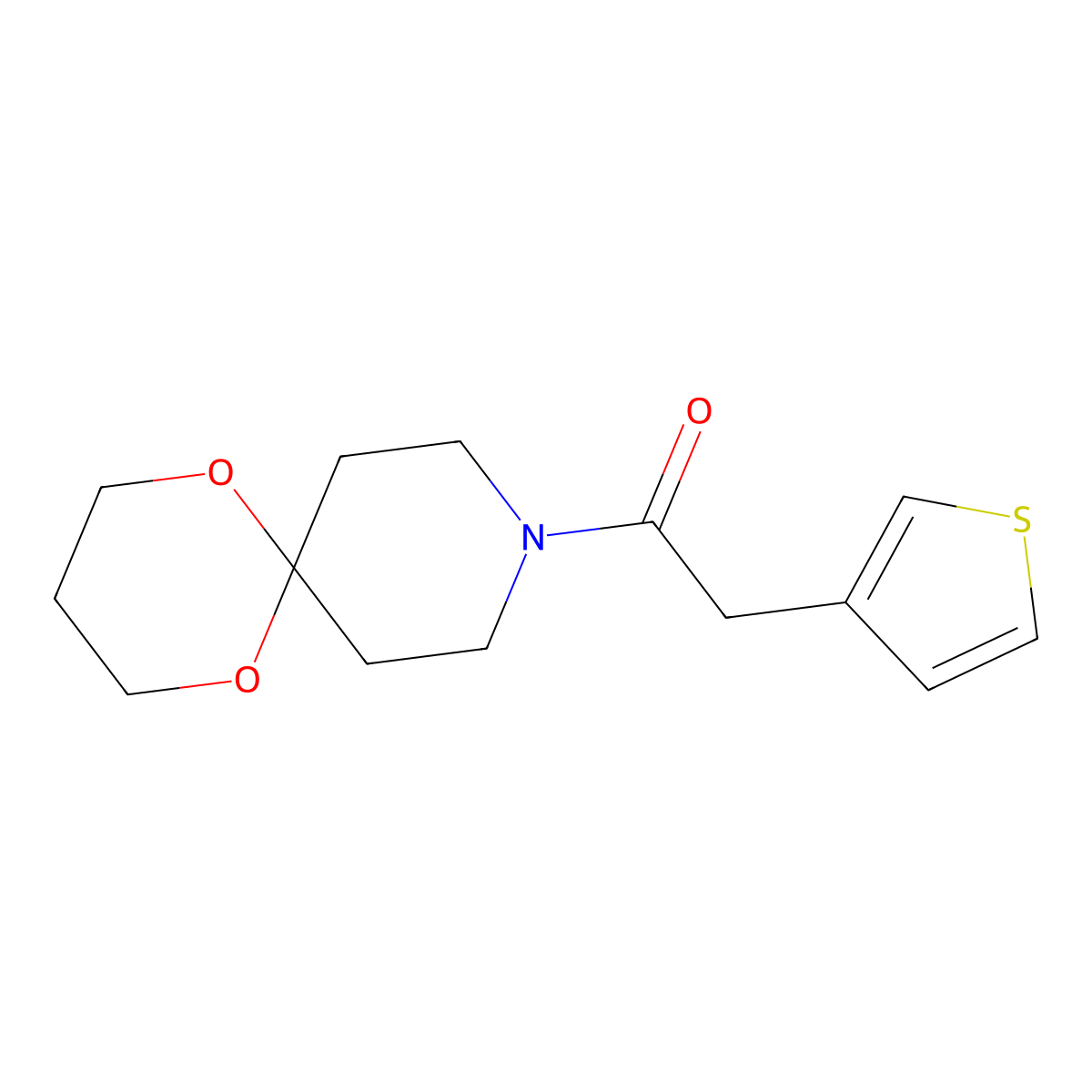1-(1,5-Dioxa-9-azaspiro[5.5]undecan-9-yl)-2-(thiophen-3-yl)ethanone molecular structure, CAS 1797648-40-8