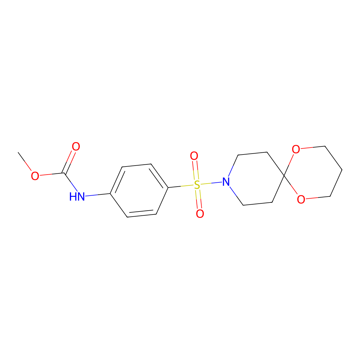 Methyl (4-(1,5-dioxa-9-azaspiro[5.5]undecan-9-ylsulfonyl)phenyl)carbamate molecular structure, CAS 1797648-47-5