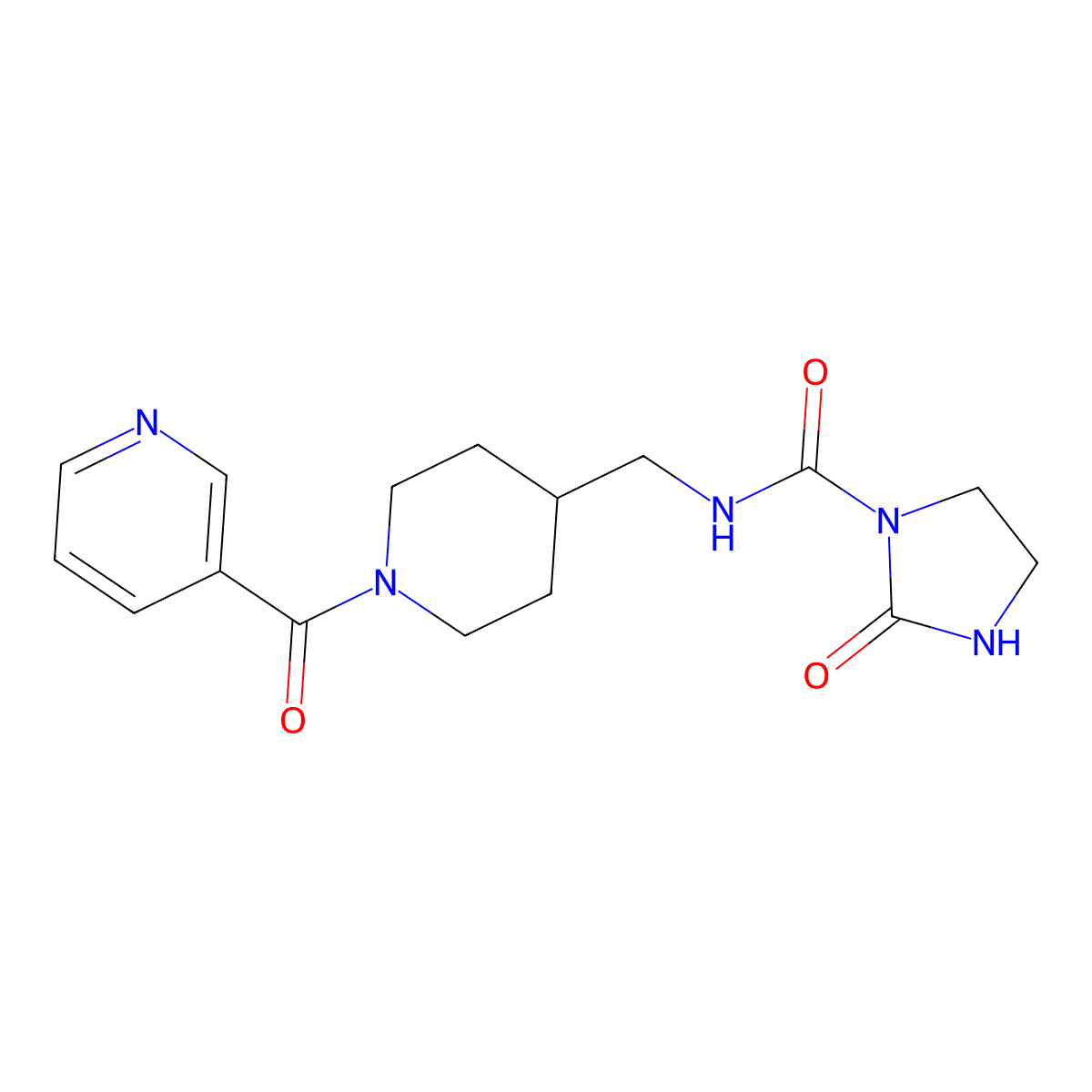 N-((1-nicotinoylpiperidin-4-yl)methyl)-2-oxoimidazolidine-1-carboxamide molecular structure, CAS 1797648-55-5