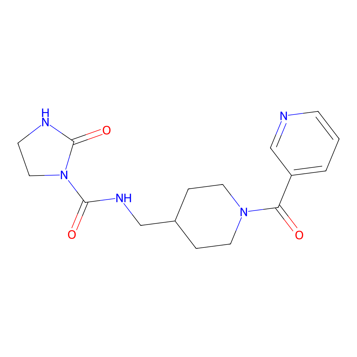 N-((1-nicotinoylpiperidin-4-yl)methyl)-2-oxoimidazolidine-1-carboxamide molecular structure, CAS 1797648-55-5