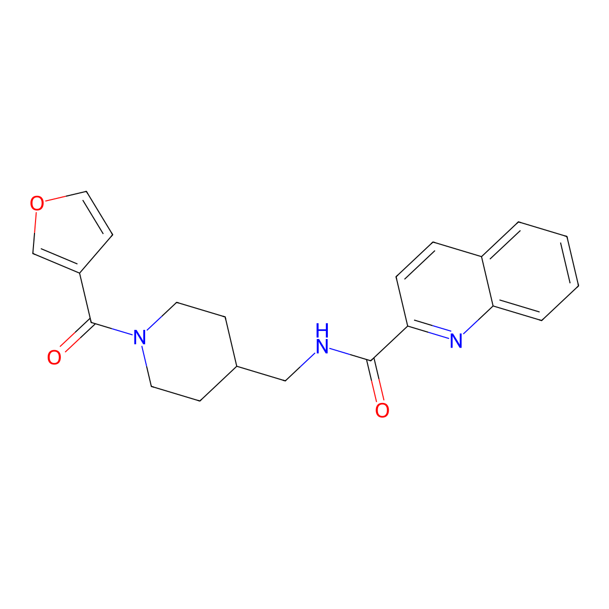 N-((1-(furan-3-carbonyl)piperidin-4-yl)methyl)quinoline-2-carboxamide molecular structure, CAS 1797648-67-9
