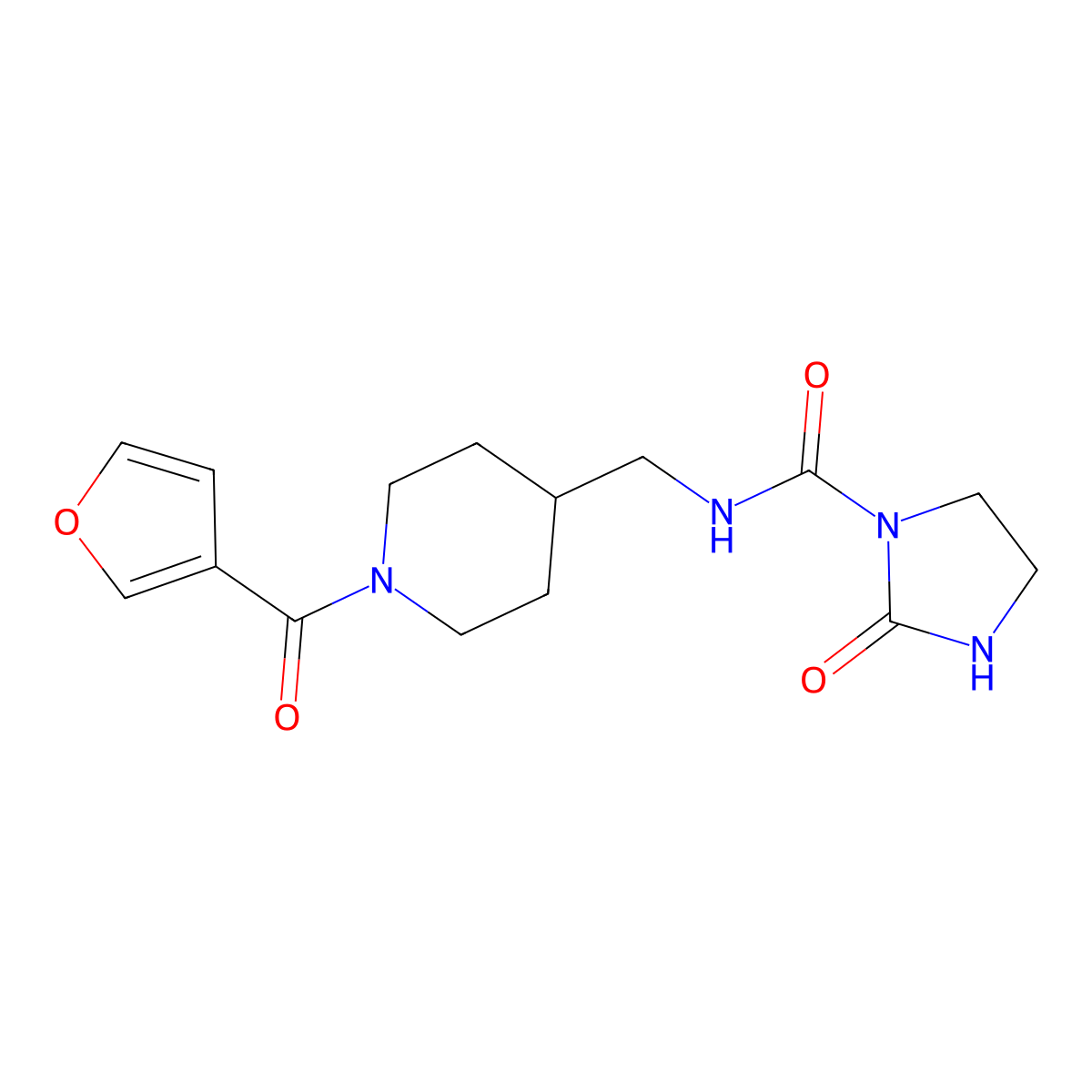 N-((1-(furan-3-carbonyl)piperidin-4-yl)methyl)-2-oxoimidazolidine-1-carboxamide molecular structure, CAS 1797648-84-0