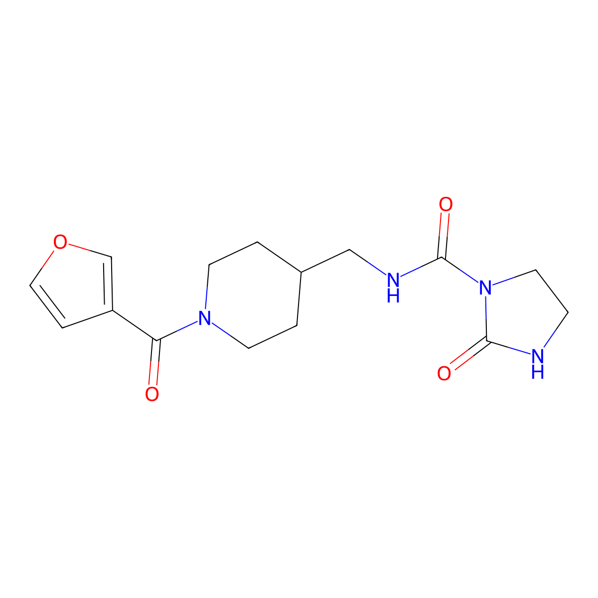 N-((1-(furan-3-carbonyl)piperidin-4-yl)methyl)-2-oxoimidazolidine-1-carboxamide molecular structure, CAS 1797648-84-0