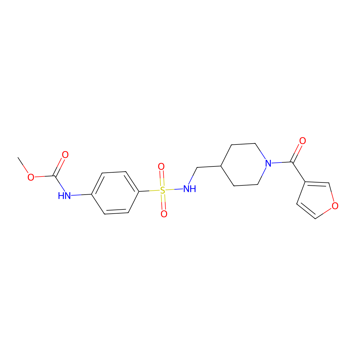 methyl (4-(N-((1-(furan-3-carbonyl)piperidin-4-yl)methyl)sulfamoyl)phenyl)carbamate molecular structure, CAS 1797649-00-3