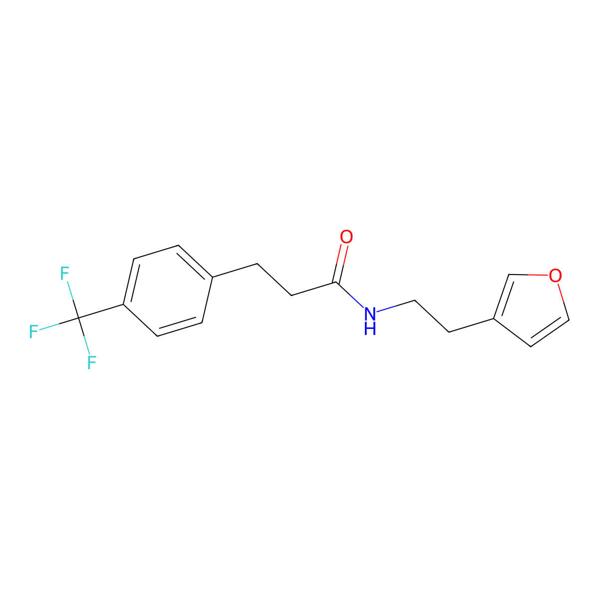 N-(2-(furan-3-yl)ethyl)-3-(4-(trifluoromethyl)phenyl)propanamide molecular structure, CAS 1797649-18-3