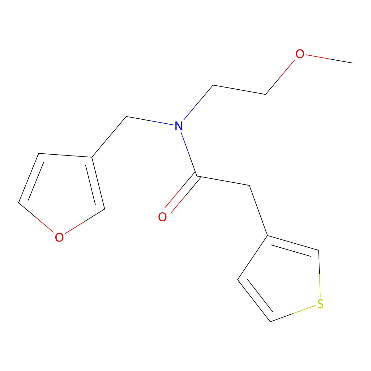 N-(furan-3-ylmethyl)-N-(2-methoxyethyl)-2-(thiophen-3-yl)acetamide molecular structure, CAS 1797649-49-0