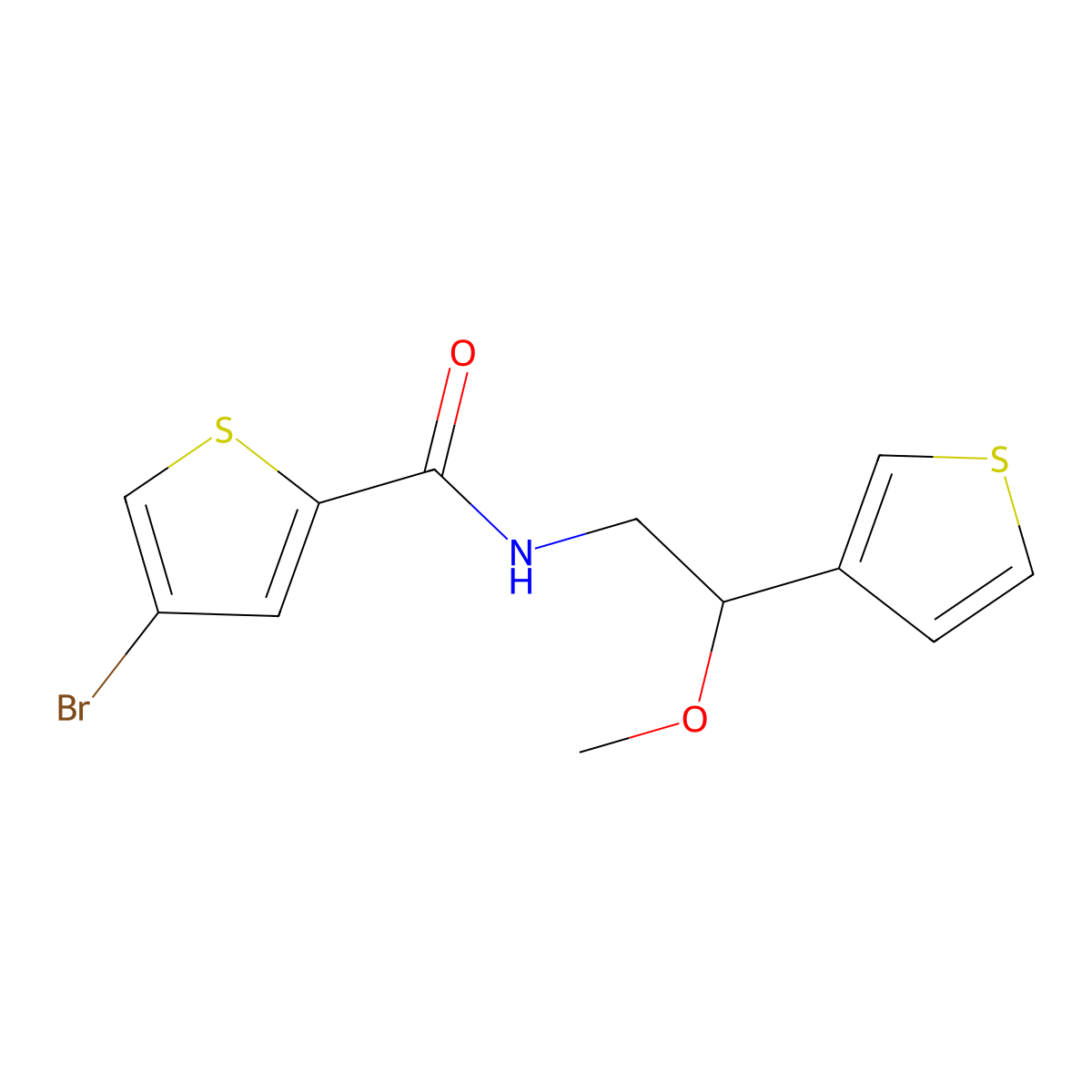 4-bromo-N-(2-methoxy-2-(thiophen-3-yl)ethyl)thiophene-2-carboxamide molecular structure, CAS 1797649-54-7