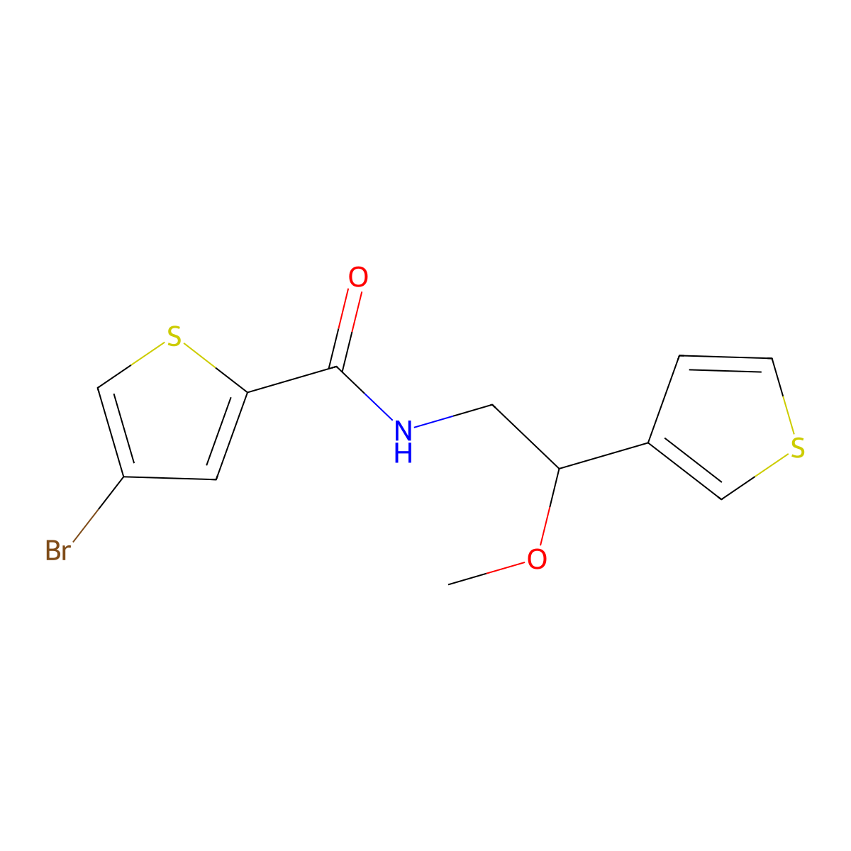 4-bromo-N-(2-methoxy-2-(thiophen-3-yl)ethyl)thiophene-2-carboxamide molecular structure, CAS 1797649-54-7