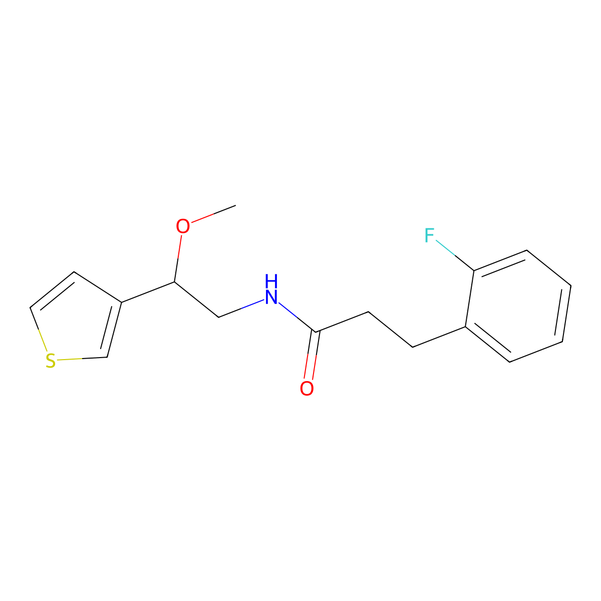 3-(2-fluorophenyl)-N-[2-methoxy-2-(thiophen-3-yl)ethyl]propanamide molecular structure, CAS 1797649-62-7