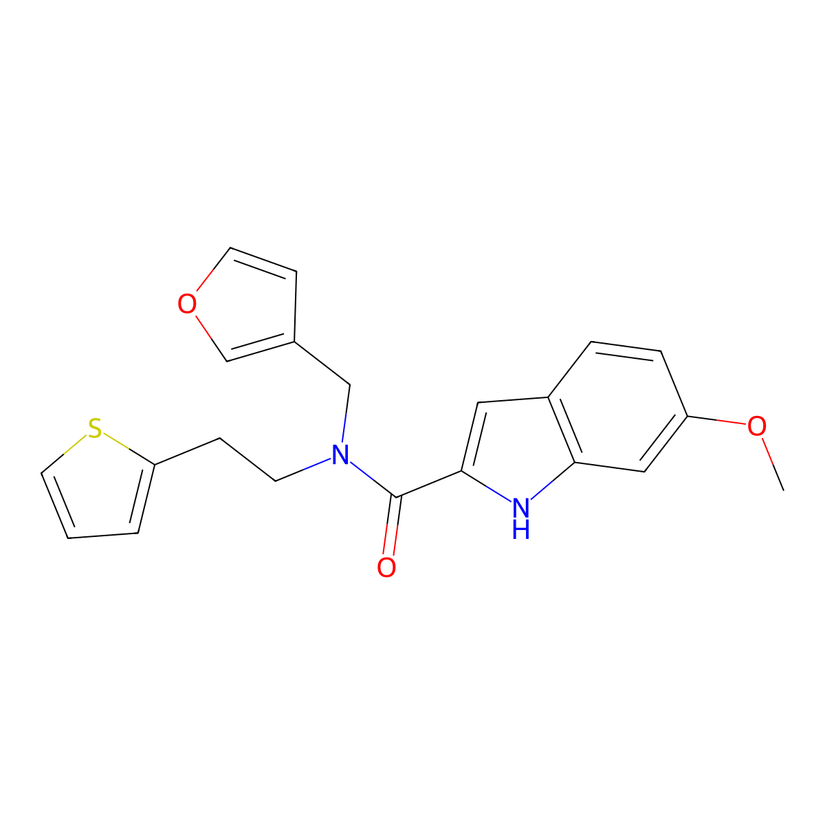 N-(furan-3-ylmethyl)-6-methoxy-N-(2-(thiophen-2-yl)ethyl)-1H-indole-2-carboxamide molecular structure, CAS 1797649-83-2
